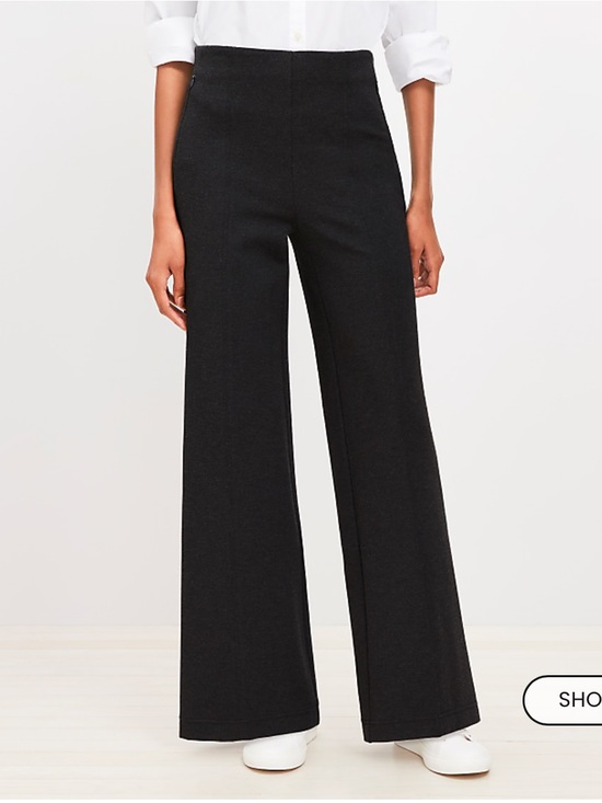 LOFT Pants - Loft Wide Leg Ponte Dark Gray Stretch Pants